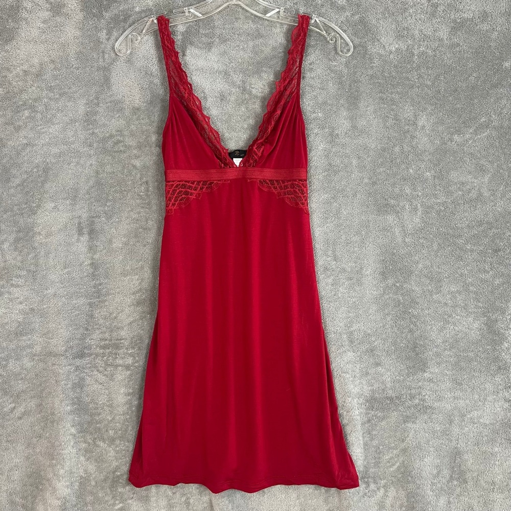 Cosabella Chemise Dress Womens S Maroon Lace Made in Italy Super Soft Modal